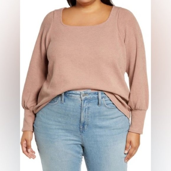 MADEWELL Jacquard Square Neck Top In Faded Mauve - Picture 9 of 9